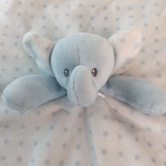 Blankets & Beyond Blue Elephant Lovey Star Print Baby Security Blanket - Picture 2 of 7